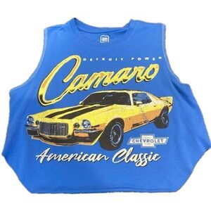 529-Detroit Power Camaro American Classic blue tank top #camaro #detroit